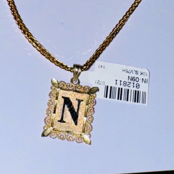 Other - 10K Solid Yellow Gold “N” Initial Diamond-Cut Pendant, FREE APPRAISAL Included